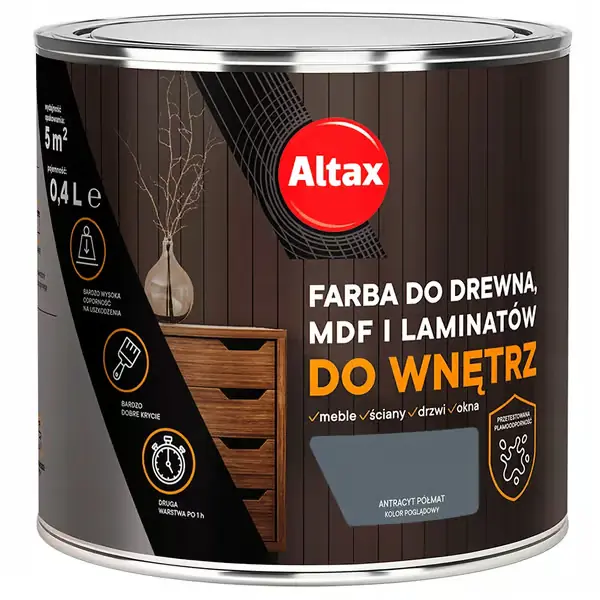 ALTAX Trä-/MDF-/Laminatfärg 400 ML ANTRACIT Päivän Tarjous