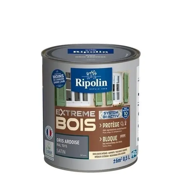 Alennettu RIPOLIN Satin Wood Paint -maali, korkea suojaus 10 vuotta, joka suojaa ja parantaa puusi ulkonäköä - liuskekiviharmaa