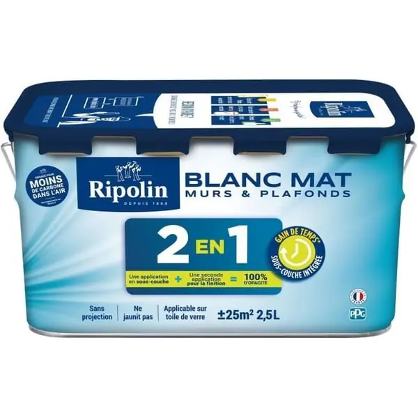 2-in-1 maali seinille ja katoille - mattavalkoinen - RIPOLIN - 2,5 L Viikonlopputarjous