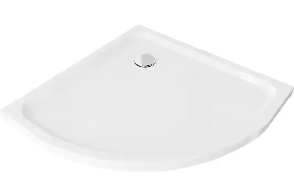 Mexen Flat puoliympyrän muotoinen ohut suihkuallas 80 x 80 cm, valkoinen, kromi sifoni - 41108080 Superhinta