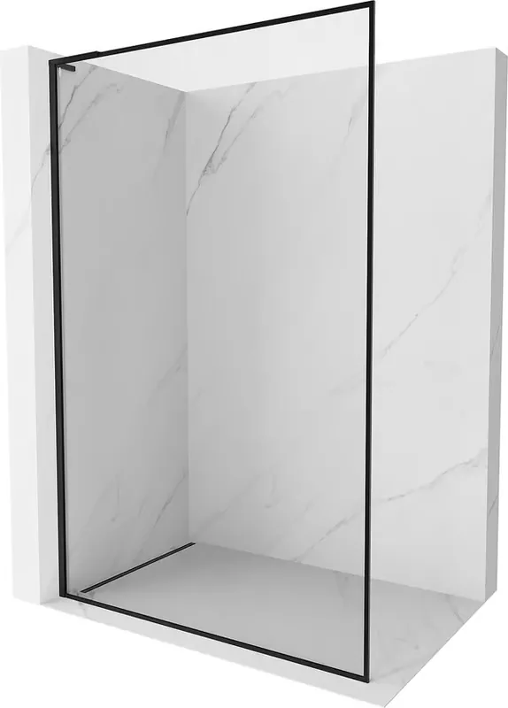 Kausialennus Mexen Kioto-XF L Walk-in-suihkuseinämä kehyksellä 100 x 202 cm, läpinäkyvä 10 mm, musta - 800-100-174-70-00-XF