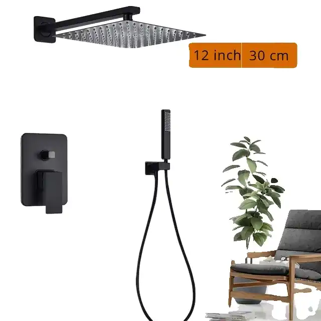 Lähetetään Heti Suihkusetin, seinälle kiinnitettävä muotoilu, sadesuihkupää, 2-tie 12 tuumaa
