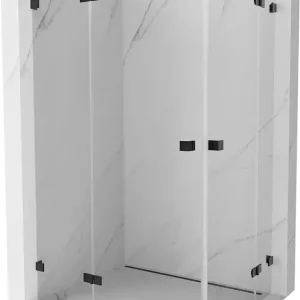 Suosittu Mexen Lunar L Duo kääntyvä suihkukoppi vasen 105 x 85 cm, läpinäkyvä, musta - 834L-105L-085P-70-00