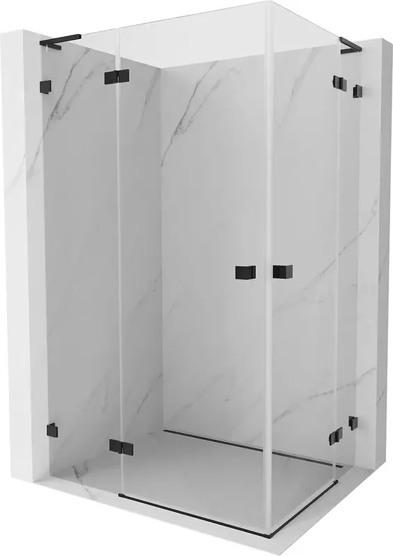 Suosittu Mexen Lunar L Duo kääntyvä suihkukoppi vasen 105 x 85 cm, läpinäkyvä, musta - 834L-105L-085P-70-00