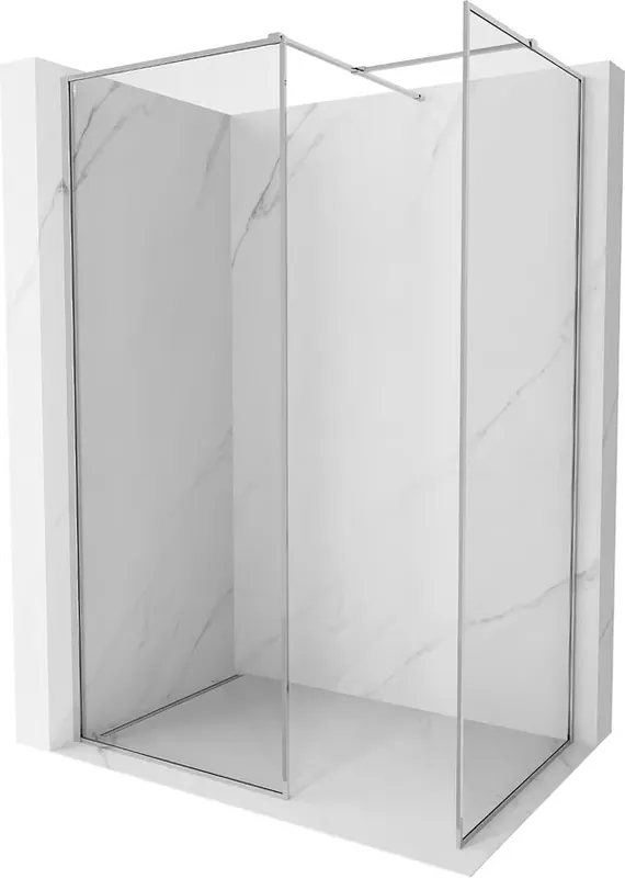 Tilaa Nyt Mexen Kioto-F Suihkuseinämä Walk-in kehyksellä 150 x 120 cm, läpinäkyvä 8 mm, kromi - 800-150-202-04-00-120