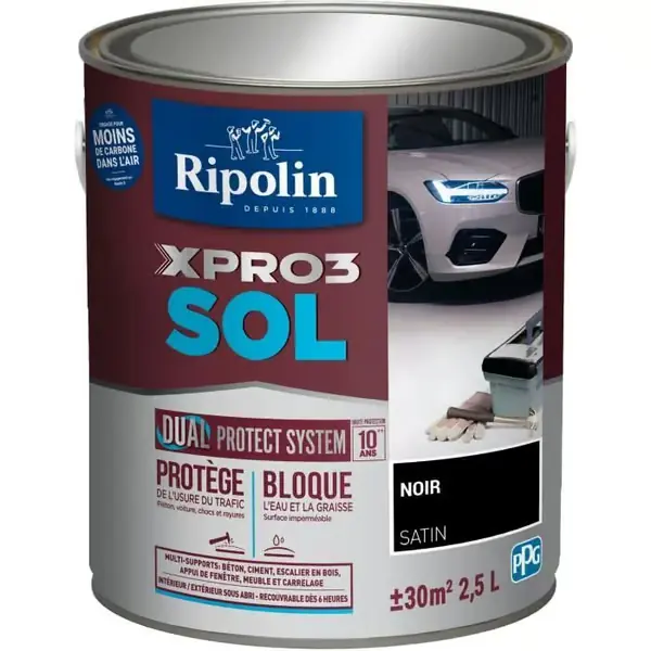 Lattiamaali - RIPOLIN - Musta - Matta - 2,5L Vain Tänään