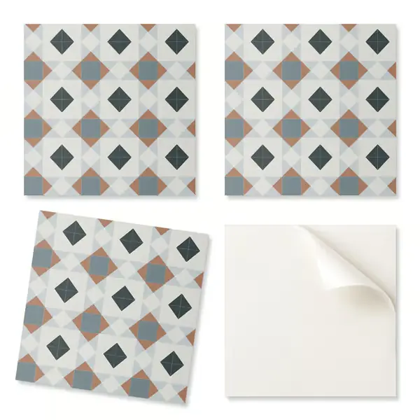 Vinyyliset koristelaatat grafiikoilla keittiöön tai kylpyhuoneeseen, geometrinen laattakuvio, 20x20x20 cm Bestseller