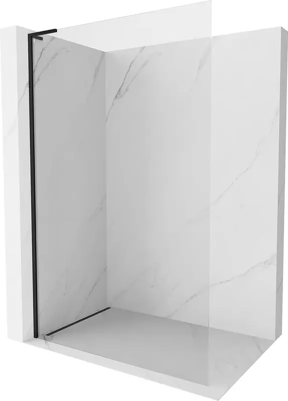 Mexen Kioto-X L Suihkuseinä Walk-in 120 x 200 cm, läpinäkyvä 10 mm, musta - 800-120-107-70-00-X Asiakkaiden Suosikki