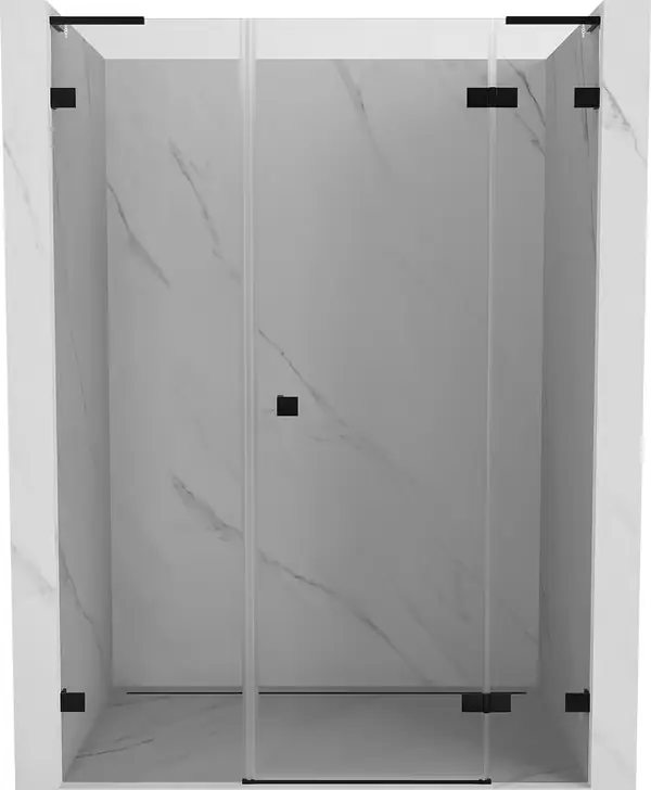 Suosittu Mexen Lunar L oikeakätiset suihkuovet, kääntyvät, 160 cm, läpinäkyvä, musta - 834SL-160-050-70-00-P