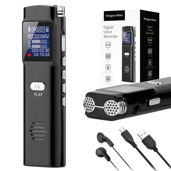Kruger ja Matz digitaalinen äänitallennin 8GB OLED-näytöllä Asiakkaiden Suosikki