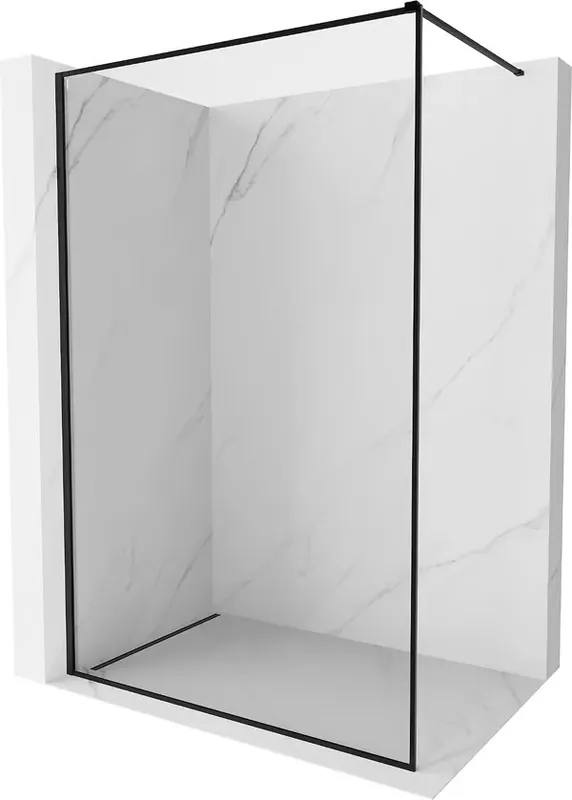 Uutuus Mexen Kioto-XF Suihkuseinä Walk-in-kehyksellä 60 x 202 cm, läpinäkyvä 10 mm, musta - 800-060-104-70-00-X