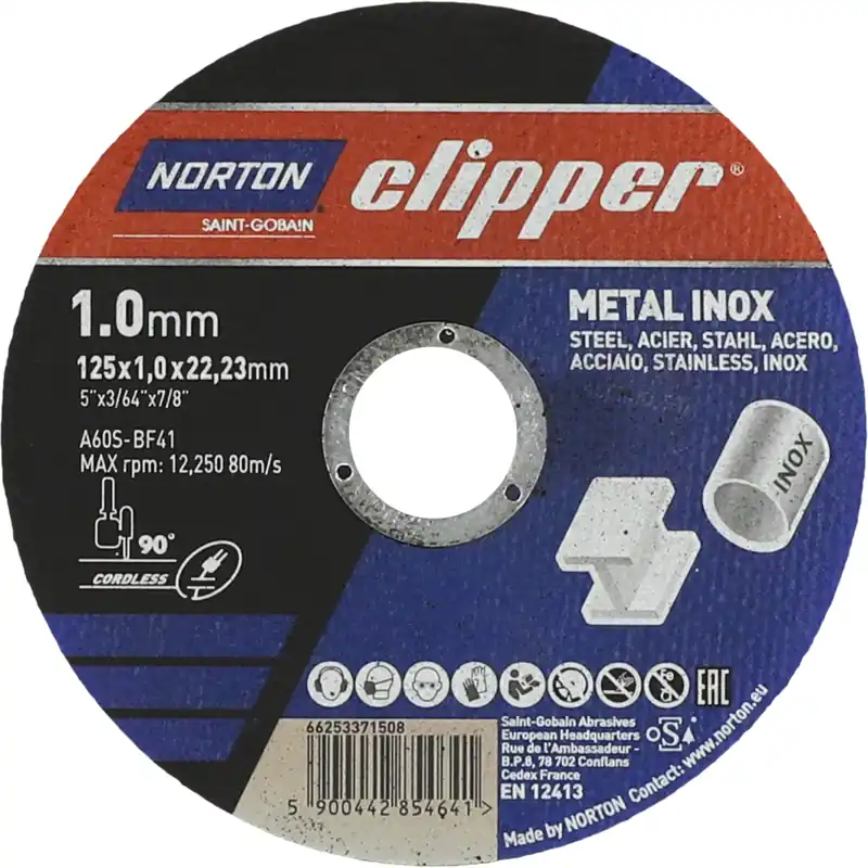 Katkaisulaikka Norton Clipper 125x1.0x22,23mm metal-inox Sertifioitu