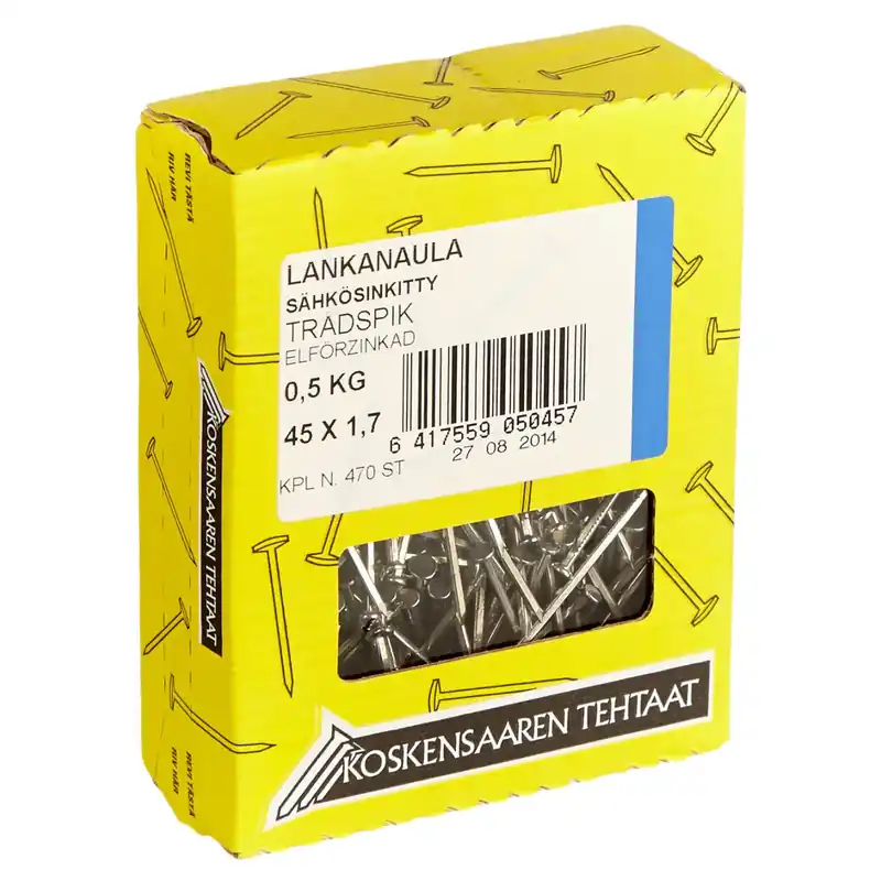 Lankanaula 45 x 1,7 mm 0,5 kg kuumasinkitty Eniten Myyty