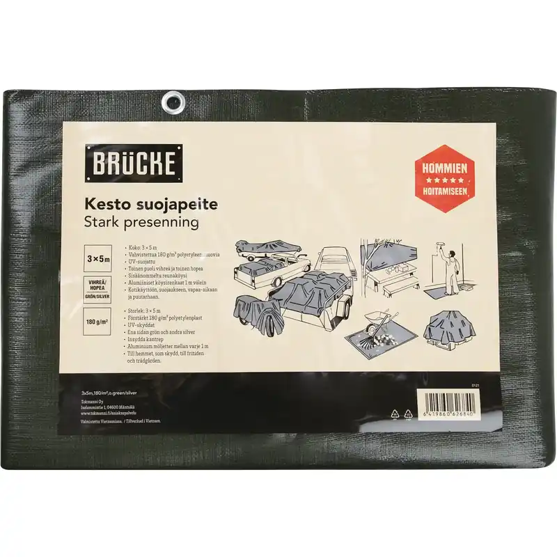 Merkkituote Suojapeite 180 g / m² 3 x 5 m hopea/vihreä